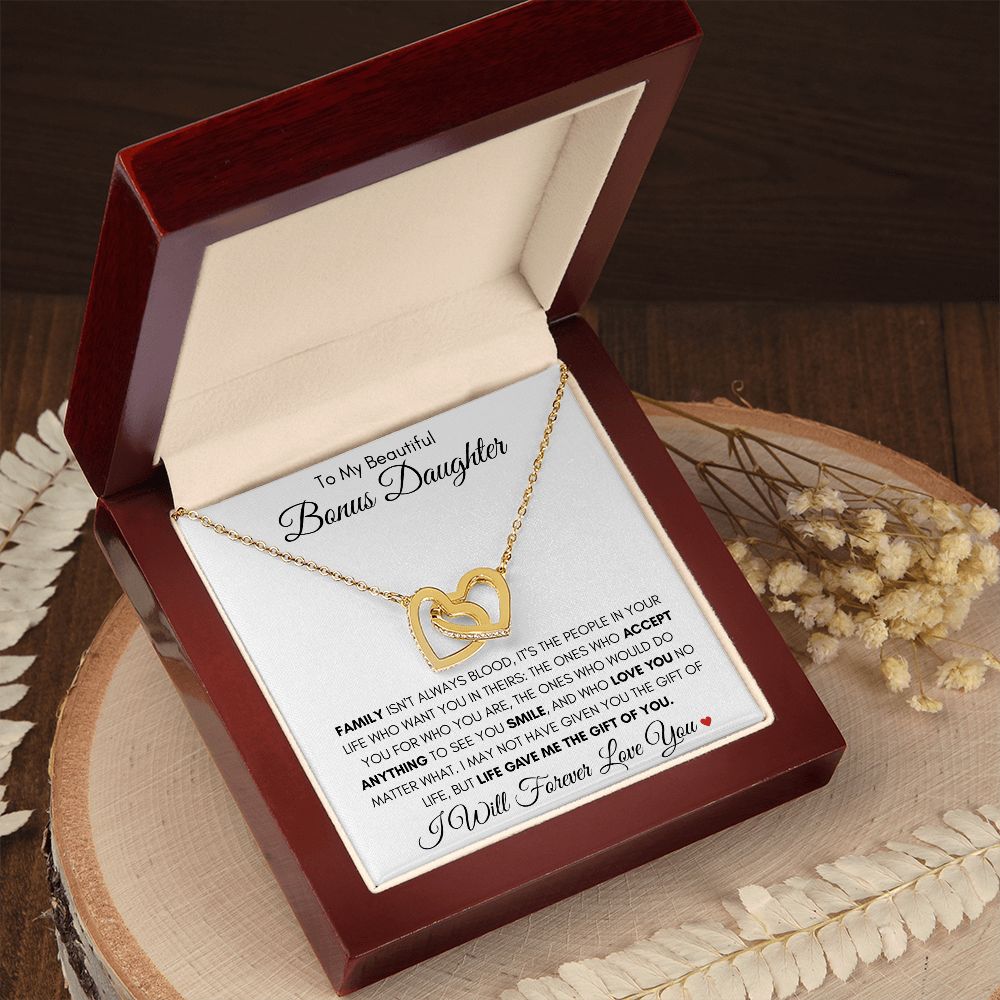 Beautiful Bonus Daughter | Interlocking Heart Necklace