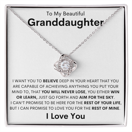 To My Beautiful Granddaughter | Love Knot Necklace