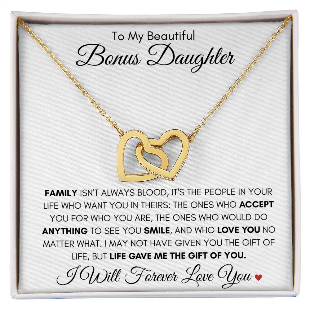 Beautiful Bonus Daughter | Interlocking Heart Necklace