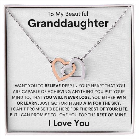 To My Beautiful Granddaughter | Believe Interlocking Hearts Necklace