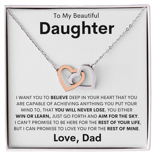 To My Beautiful Daughter | Interlocking Heart Necklace