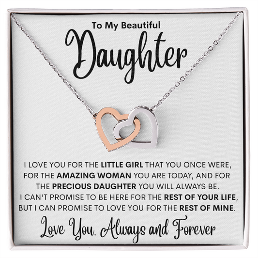 To My Beautiful Daughter | Precious Interlocking Heart Necklace