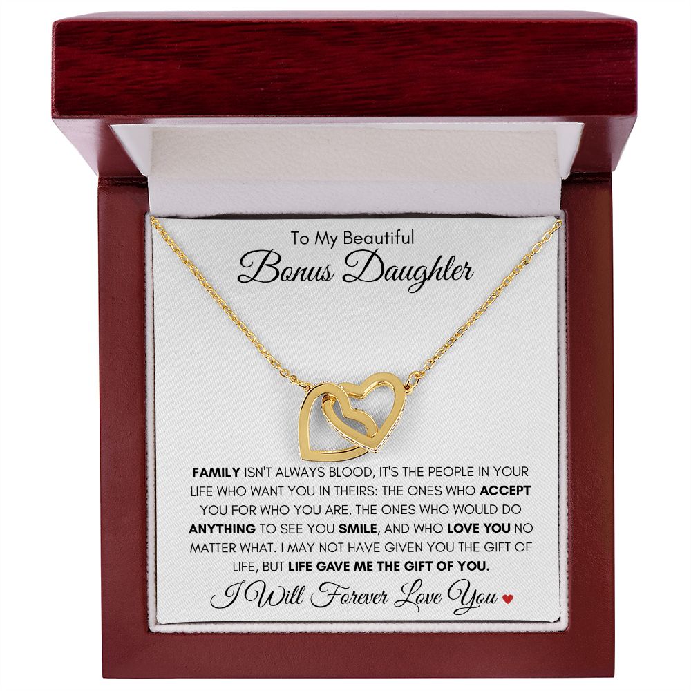 Beautiful Bonus Daughter | Interlocking Heart Necklace