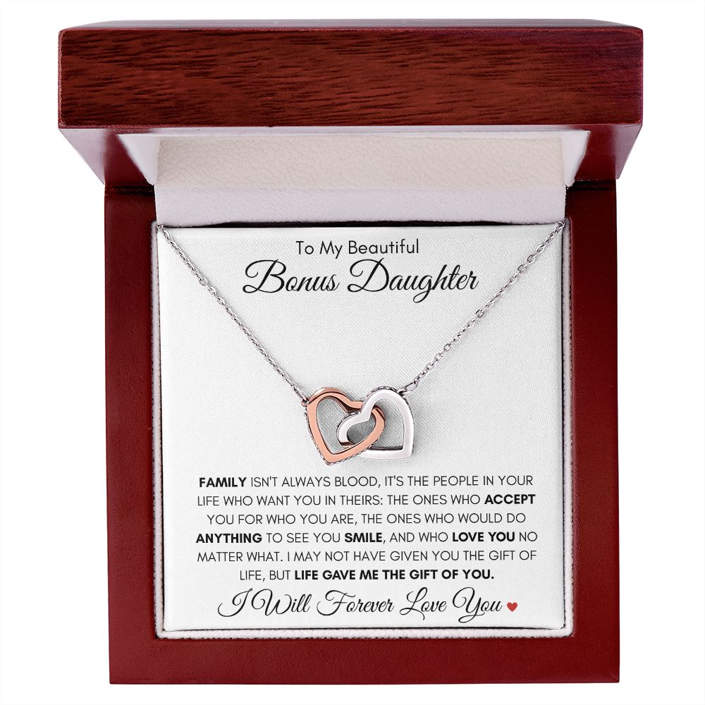 Beautiful Bonus Daughter | Interlocking Heart Necklace