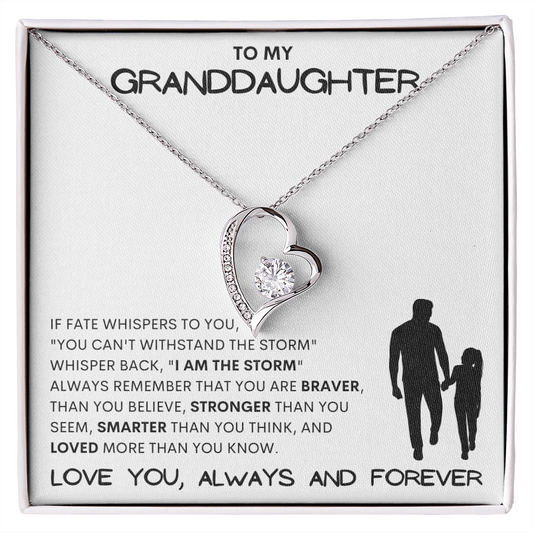 To My Granddaughter| I Am The Storm | Forever Love Necklace